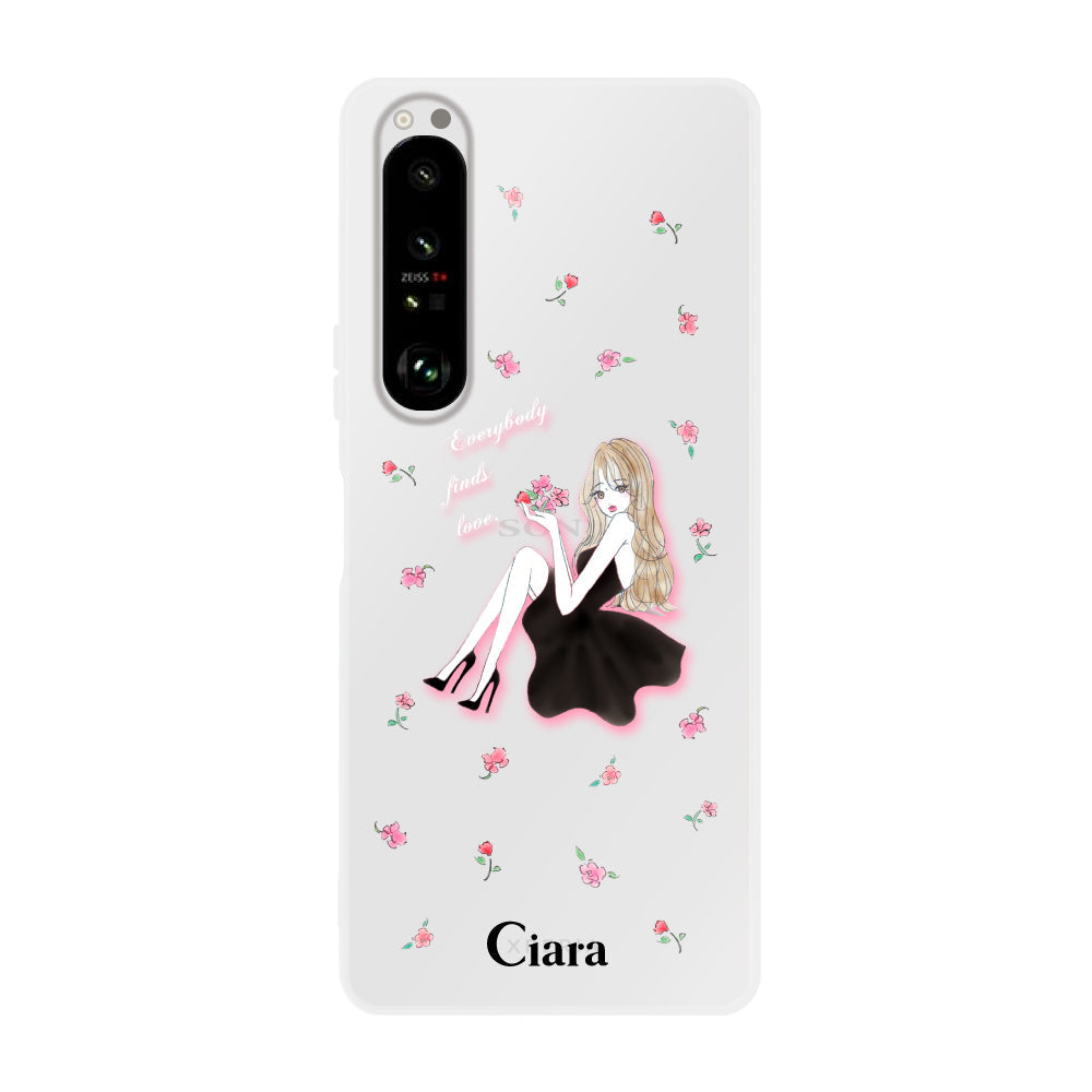 Xperia1Ⅱケース クリアケース ラベンダーブラックガール クリア