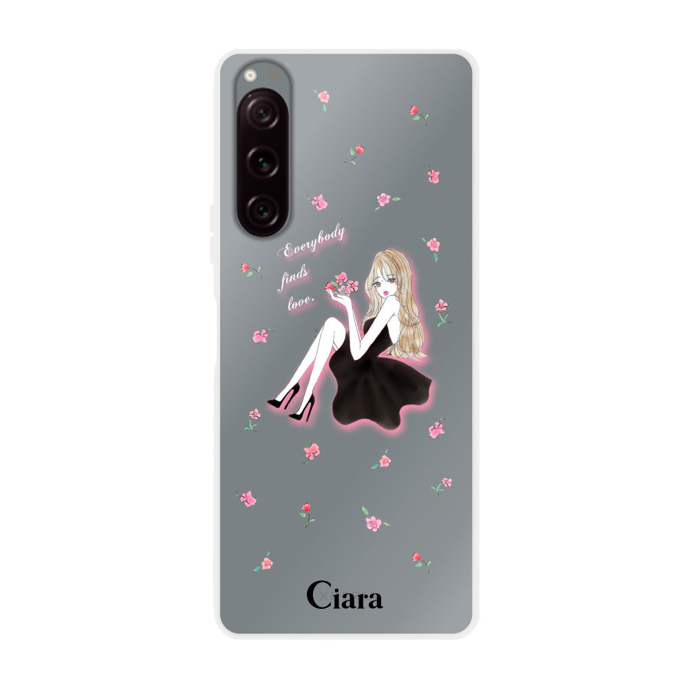 Xperia5Ⅱケース クリアケース ラベンダーブラックガール クリア