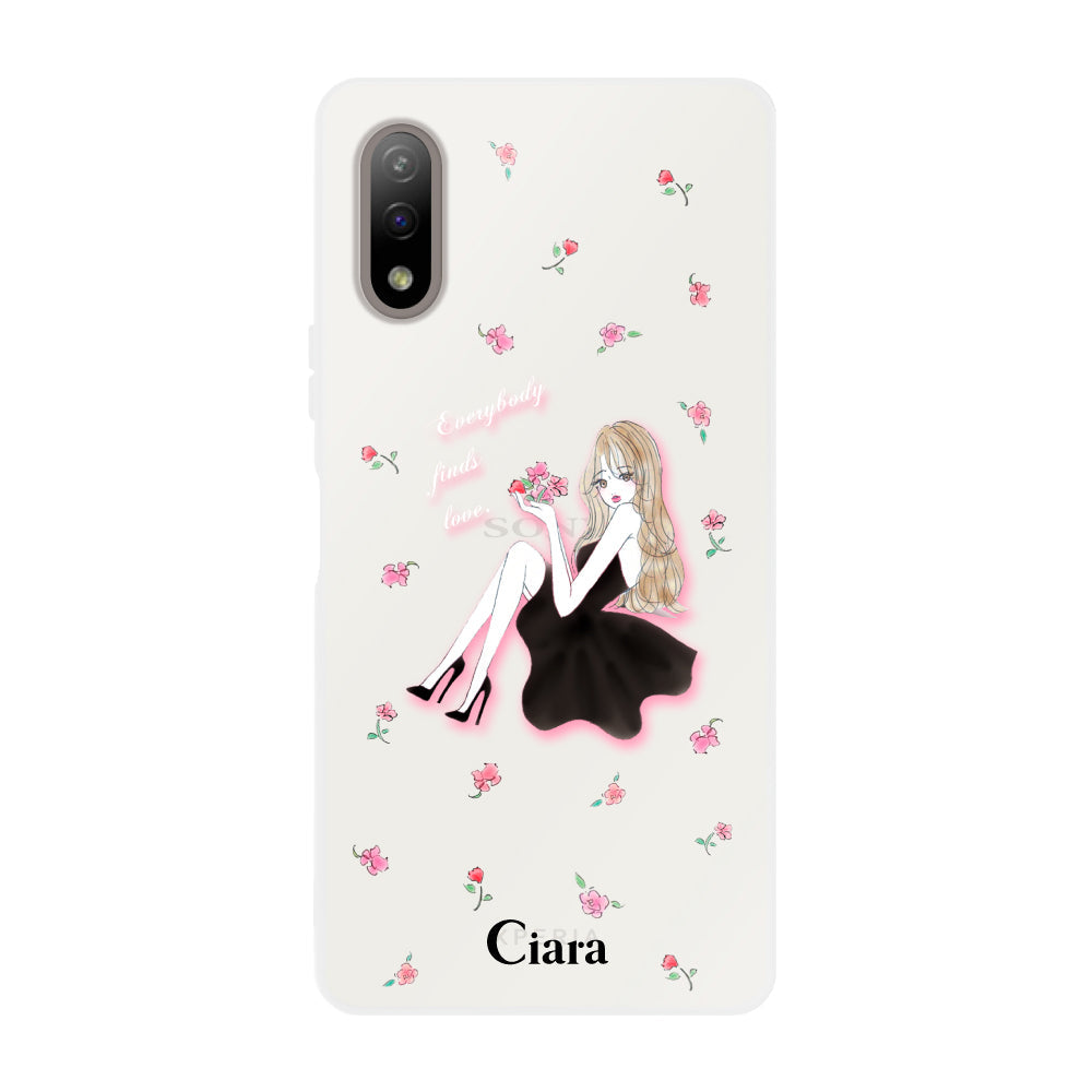 XperiaACEⅡケース クリアケース ラベンダーブラックガール クリア