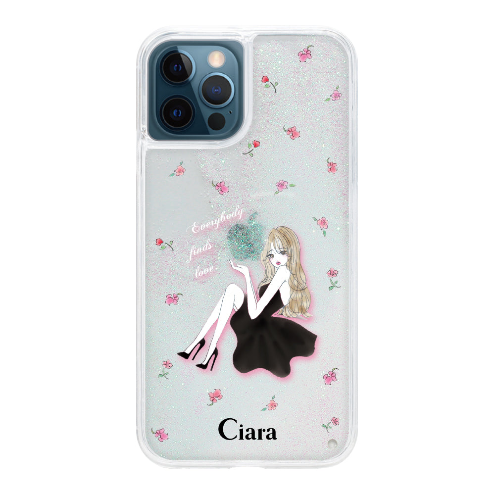 iPhoneケース】 グリッター LAVENDER BLACK GIRL(ラベンダーブラック