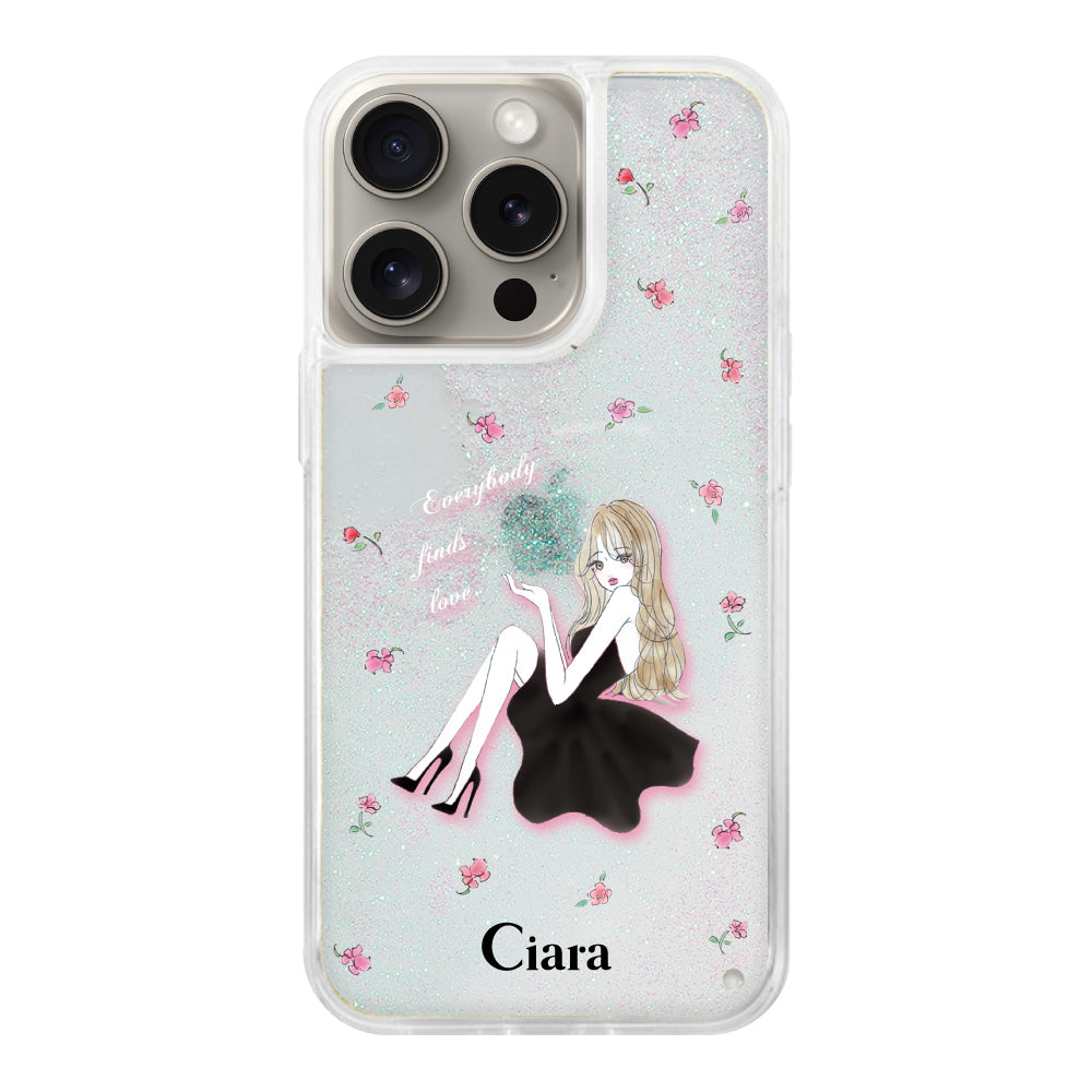 iPhoneケース】 グリッター LAVENDER BLACK GIRL(ラベンダーブラック
