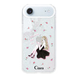 iPhoneAir グリッター オイルクリアケース ラベンダーブラックガール ホワイト