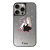 iPhoneケース ミラーバンパー ミラー付きケース ラベンダーブラックガール