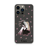 iPhone13Pro ハイブリッド クリアケース ラベンダーブラックガール クリア