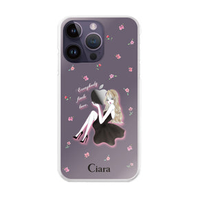 iPhone14ProMax ハイブリッド クリアケース ラベンダーブラックガール クリア