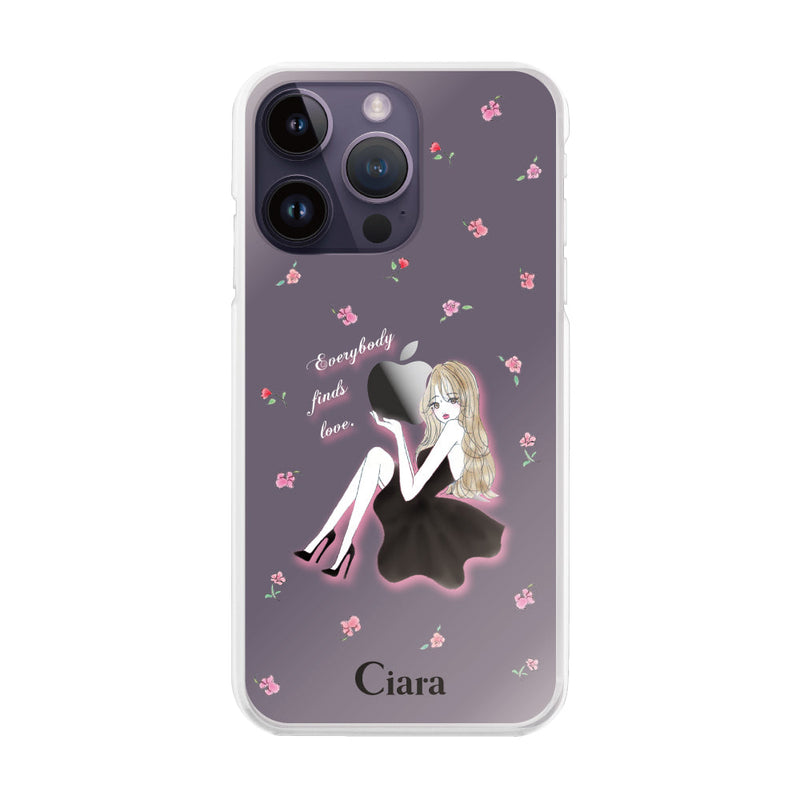 iPhoneケース ハイブリッド クリアケース ラベンダーブラックガール