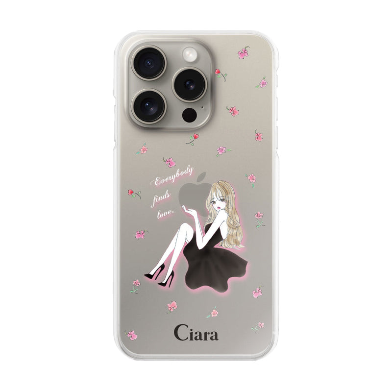 iPhoneケース ハイブリッド クリアケース ラベンダーブラックガール