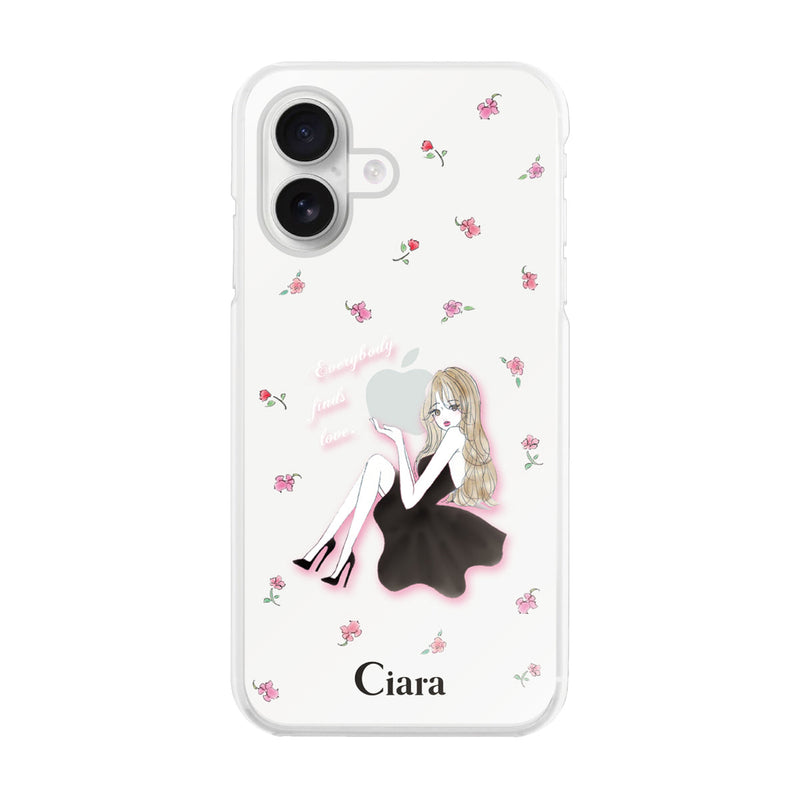 iPhoneケース ハイブリッド クリアケース ラベンダーブラックガール