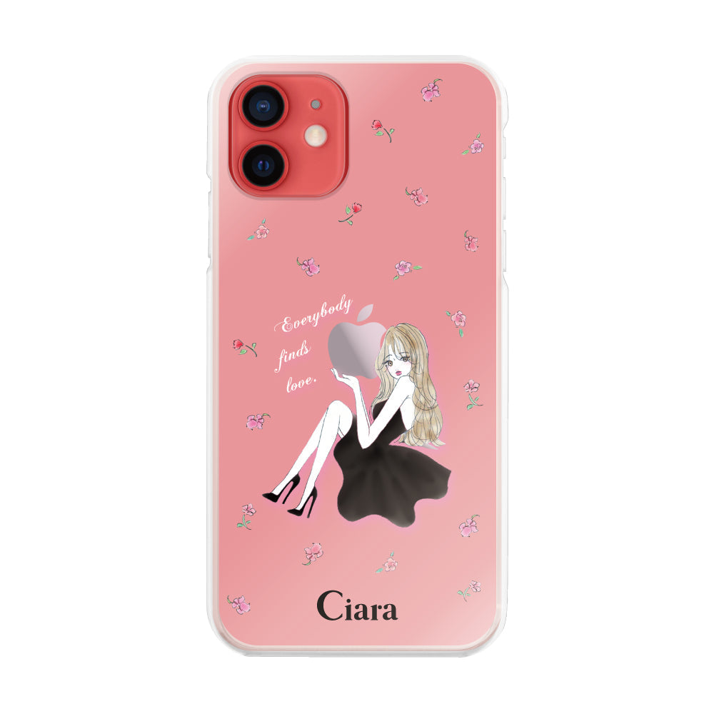 iPhone11 ハイブリッド クリアケース ラベンダーブラックガール ピンク