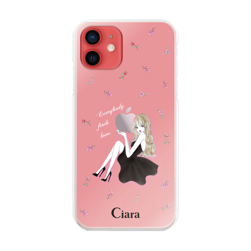 iPhoneケース ハイブリッド クリアケース ラベンダーブラックガール