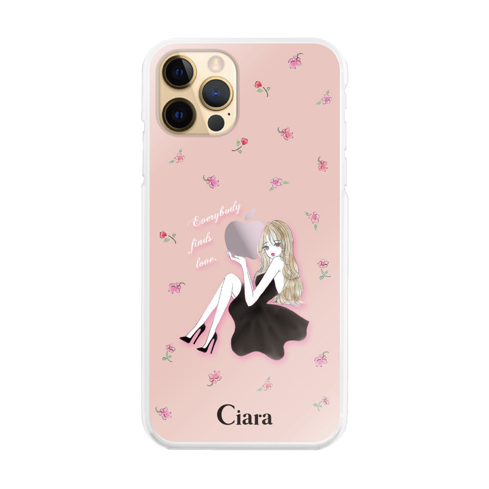 iPhone11Pro ハイブリッド クリアケース ラベンダーブラックガール ピンク