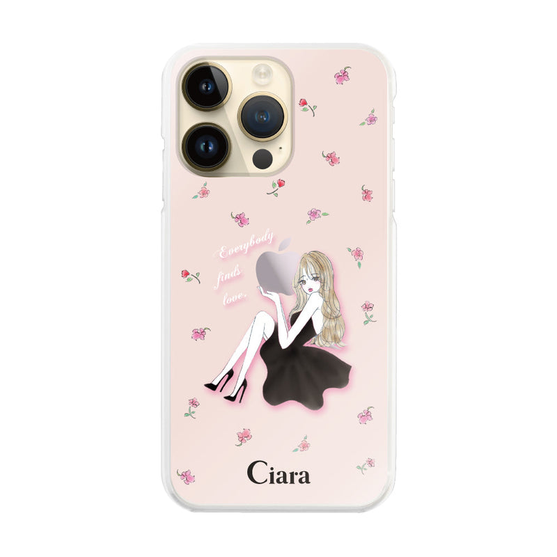 iPhoneケース ハイブリッド クリアケース ラベンダーブラックガール
