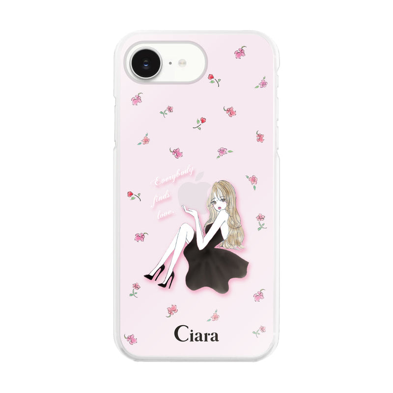 iPhoneケース ハイブリッド クリアケース ラベンダーブラックガール