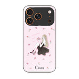 iPhone17ProMax ガラス 強化ガラスケース ラベンダーブラックガール ピンク