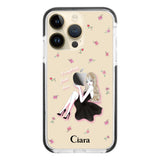 iPhone14Pro クッションバンパー 耐衝撃クリアケース ラベンダーブラックガール クリア