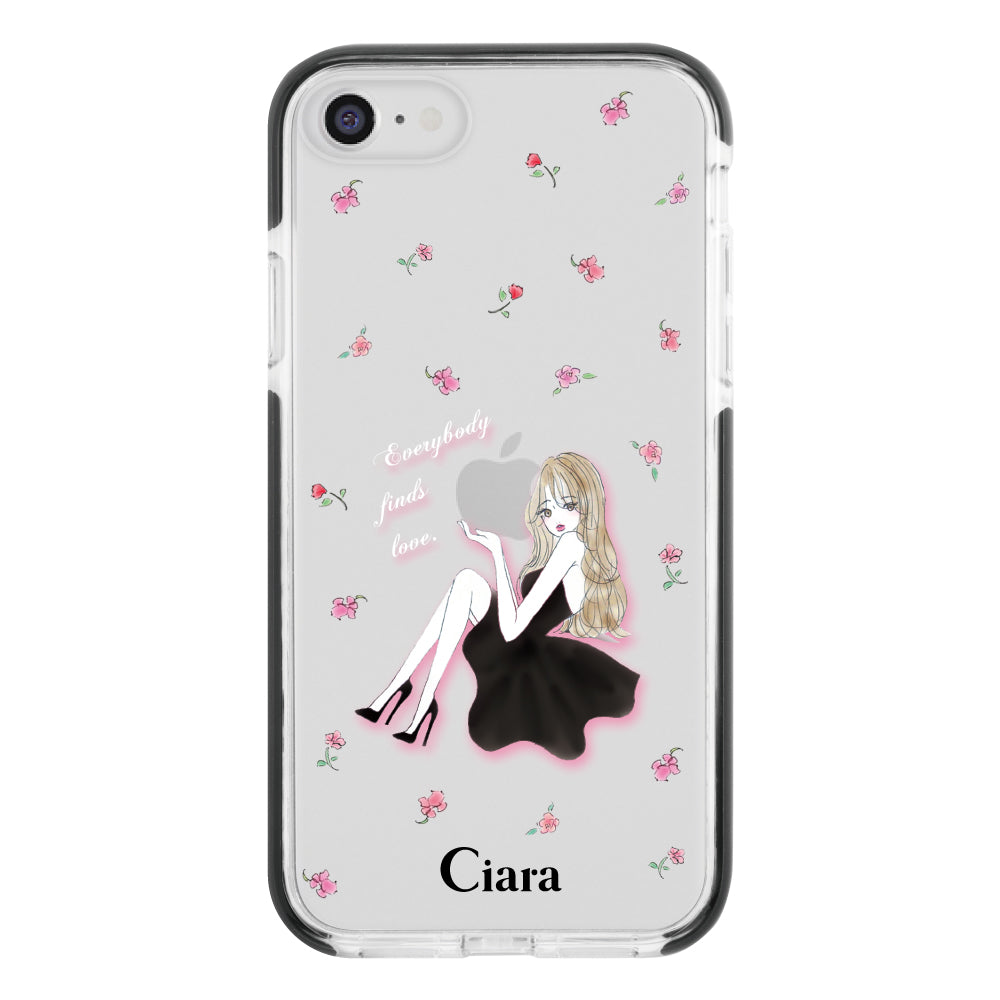 iPhoneケース】 クッションバンパー LAVENDER BLACK GIRL(ラベンダー
