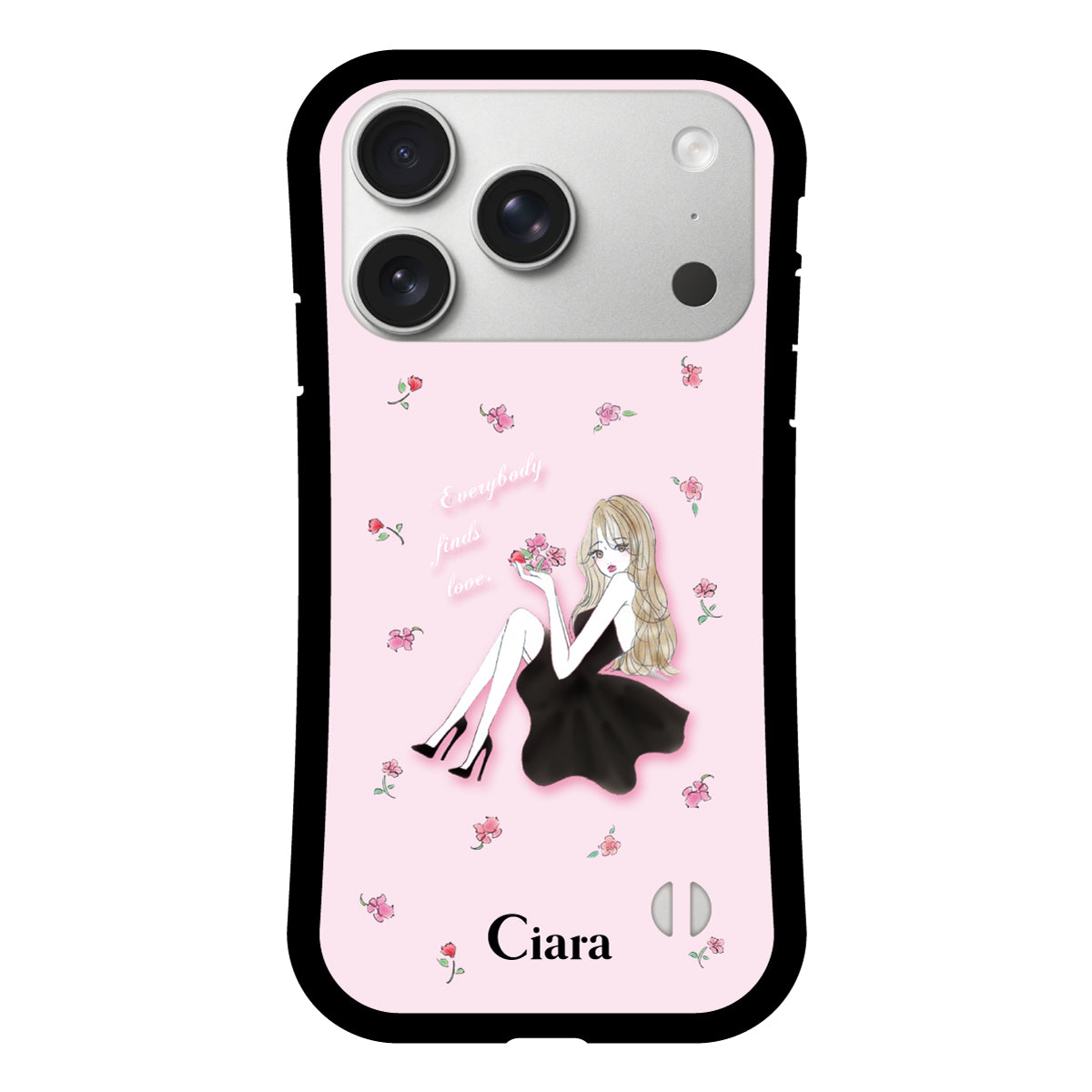 【ららページ】スマホケース iPhoneケース】 グリップ LAVENDER BLACK GIRL(ラベンダーブラック