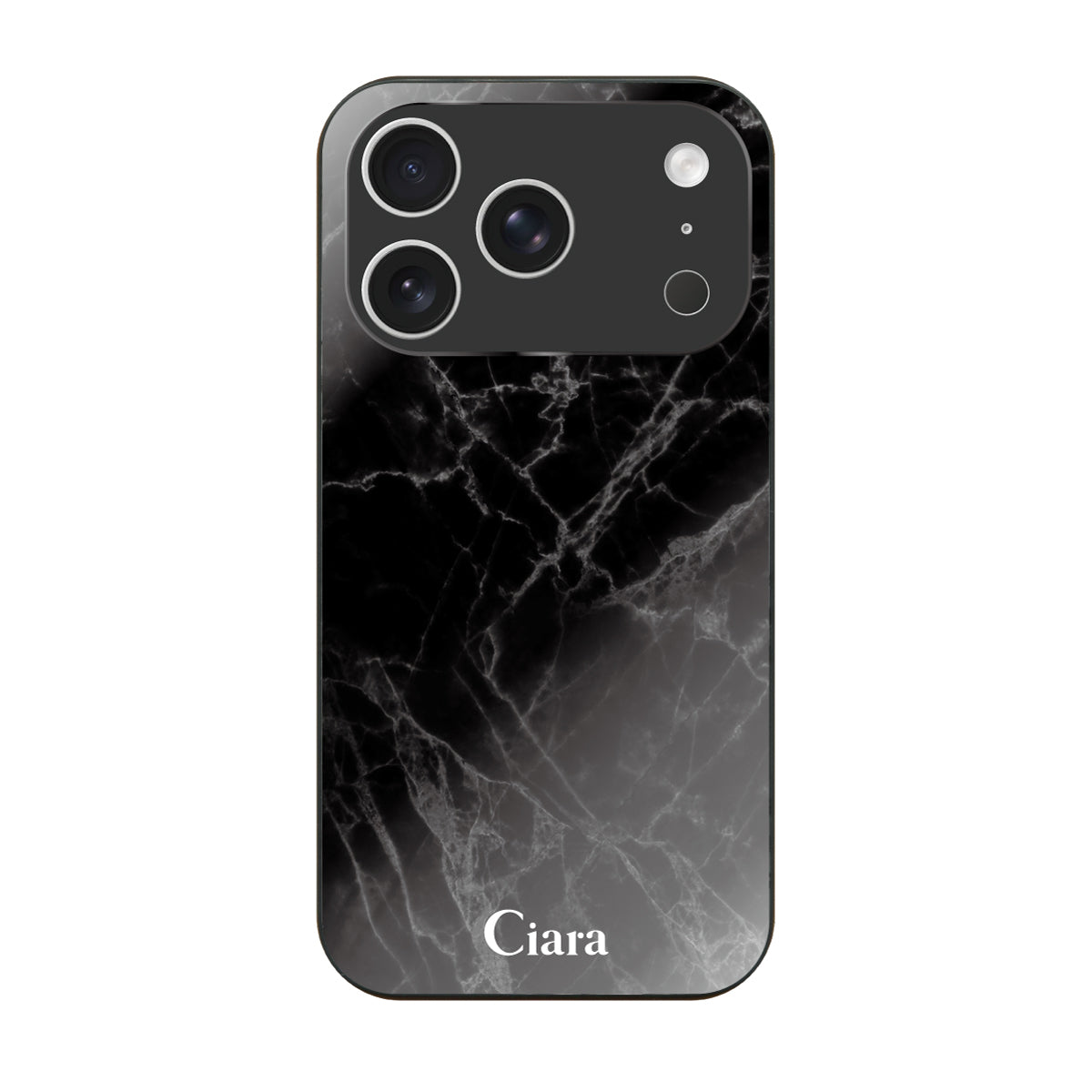 iPhone17Pro ガラス 強化ガラスケース マーブル ブラック