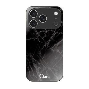 iPhone17Pro ガラス 強化ガラスケース マーブル ブラック