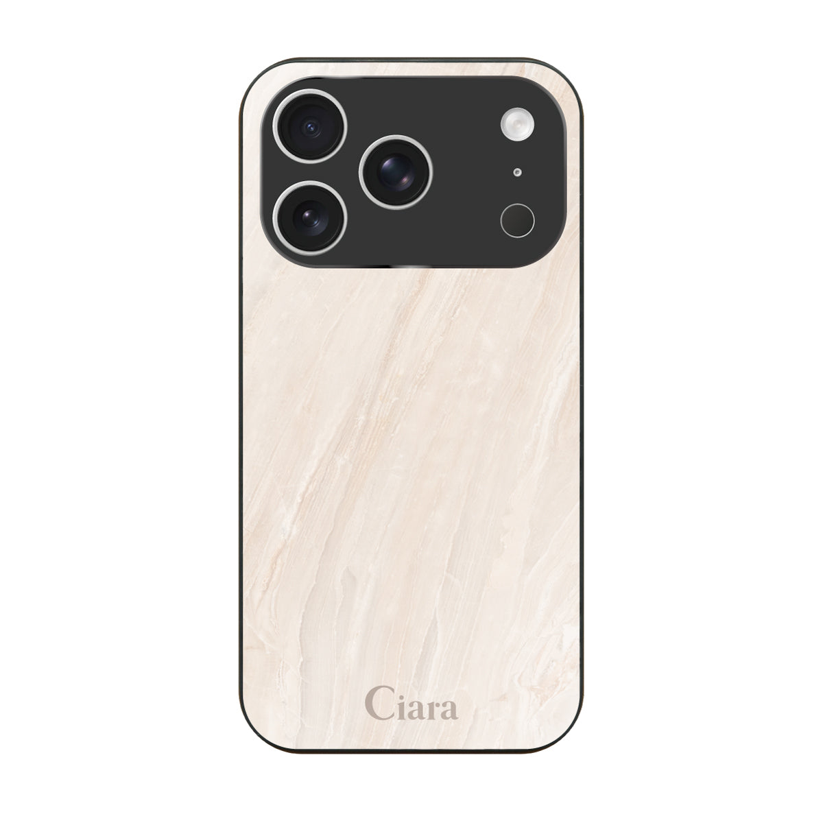 iPhone17Pro ガラス 強化ガラスケース マーブル ベージュ