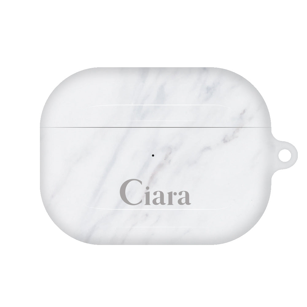 AirpodsProケース ハード マーブル ホワイト