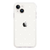 iPhone14 クッションバンパー 耐衝撃クリアケース ハートキルティング ホワイト