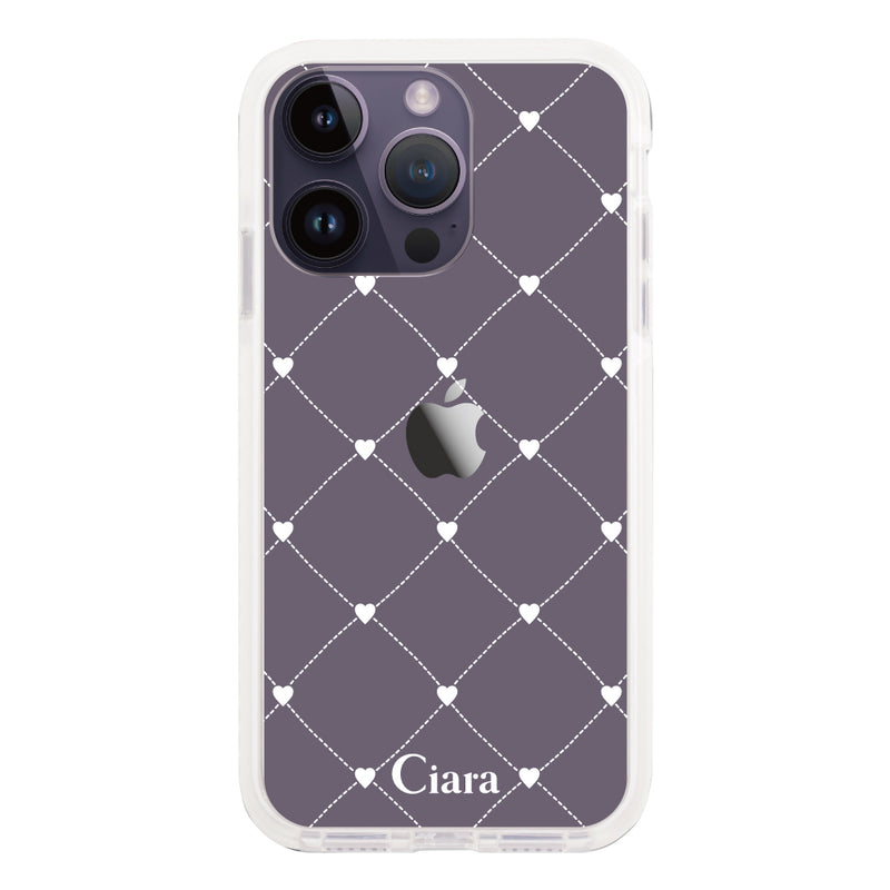 iPhoneケース クッションバンパー 耐衝撃クリアケース ハートキルティング