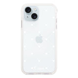 iPhone15Plus クッションバンパー 耐衝撃クリアケース ハートキルティング ホワイト