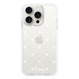 iPhone15ProMax クッションバンパー 耐衝撃クリアケース ハートキルティング ホワイト