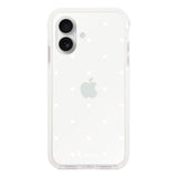 iPhone16 クッションバンパー 耐衝撃クリアケース ハートキルティング ホワイト