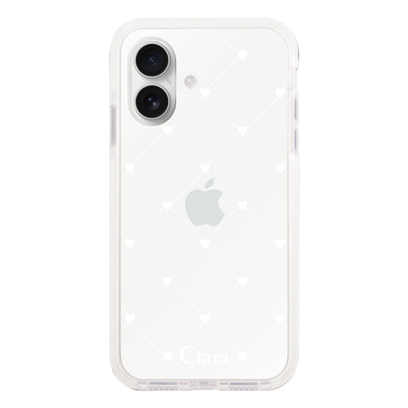 iPhoneケース クッションバンパー 耐衝撃クリアケース ハートキルティング