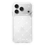 iPhone17Pro クッションバンパー 耐衝撃クリアケース ハートキルティング ホワイト