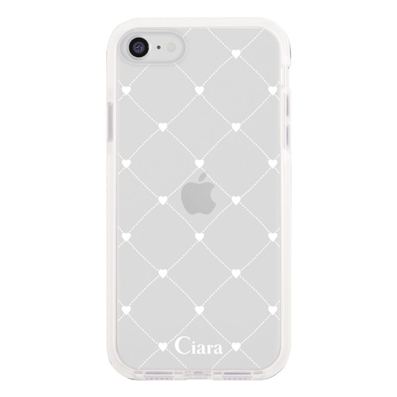 iPhoneケース クッションバンパー 耐衝撃クリアケース ハートキルティング