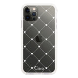 iPhoneX/XS クッションバンパー 耐衝撃クリアケース ハートキルティング ホワイト