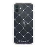 iPhoneXR クッションバンパー 耐衝撃クリアケース ハートキルティング ホワイト