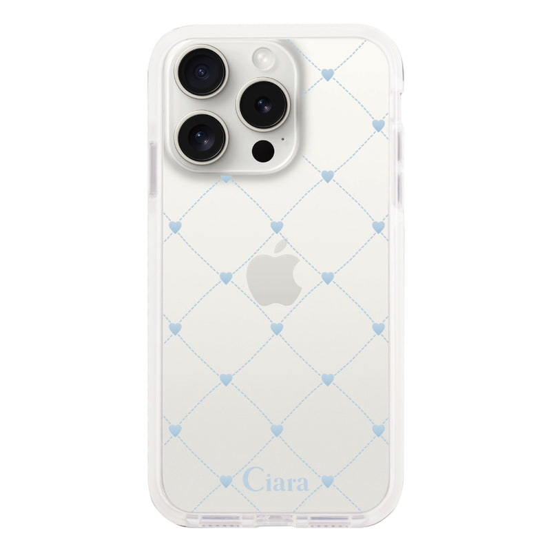 iPhoneケース クッションバンパー 耐衝撃クリアケース ハートキルティング