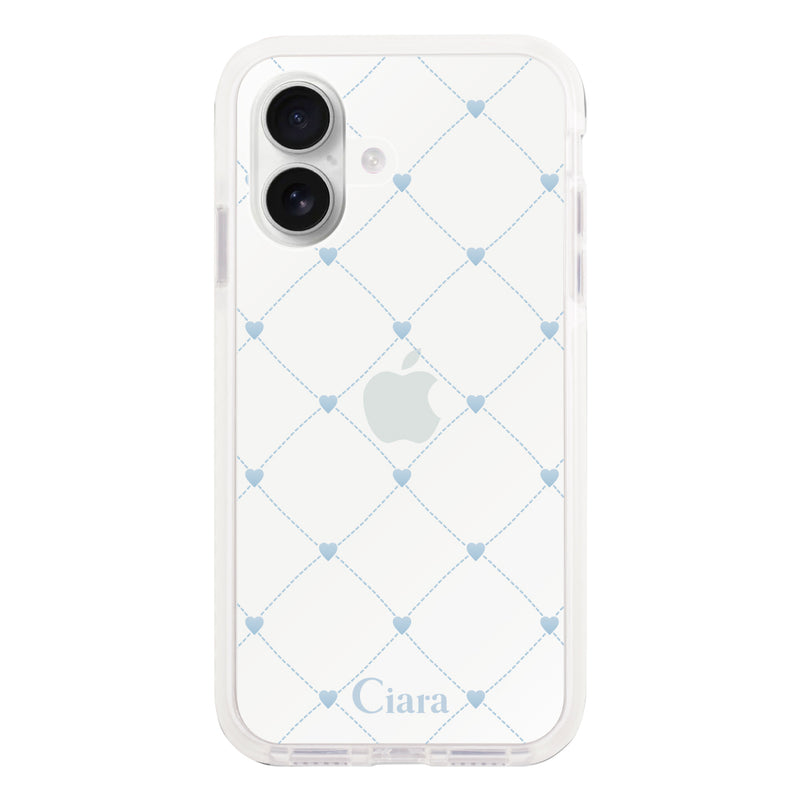 iPhoneケース クッションバンパー 耐衝撃クリアケース ハートキルティング