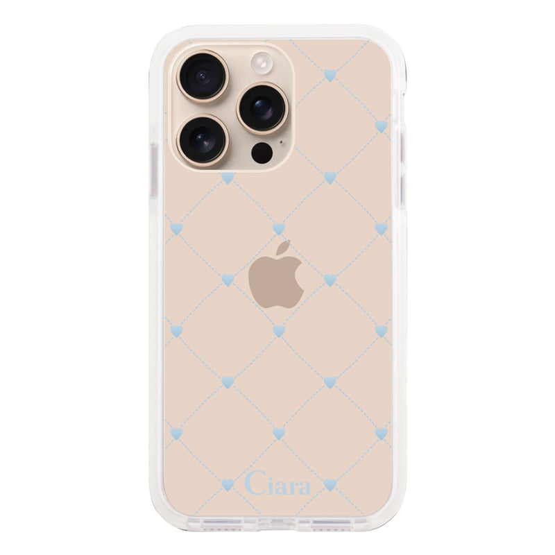 iPhoneケース クッションバンパー 耐衝撃クリアケース ハートキルティング