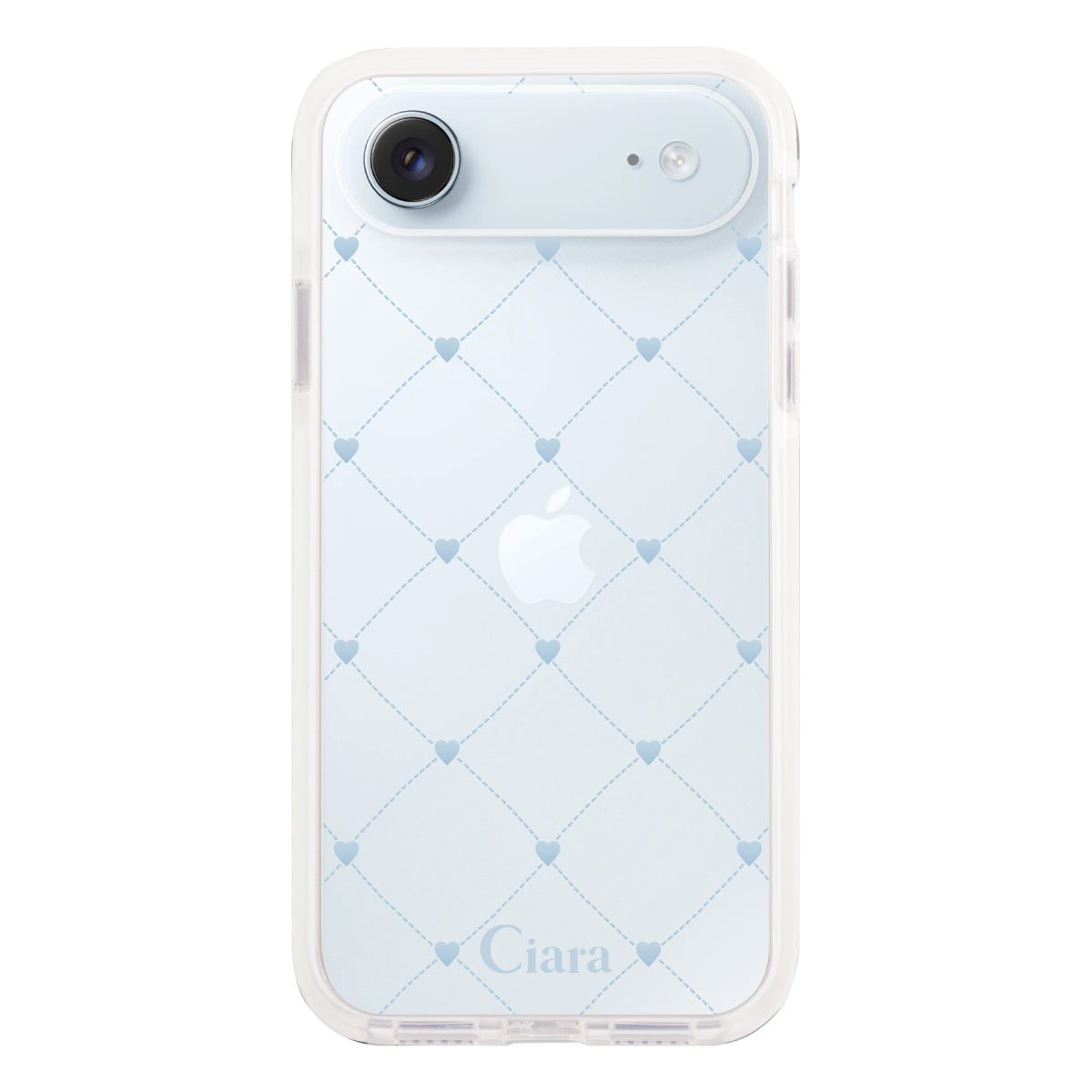 iPhoneAir クッションバンパー 耐衝撃クリアケース ハートキルティング ブルー