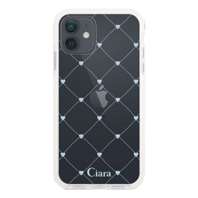 iPhoneケース クッションバンパー 耐衝撃クリアケース ハートキルティング