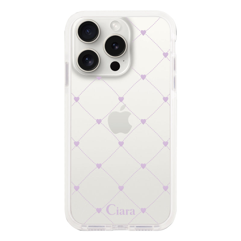 iPhoneケース クッションバンパー 耐衝撃クリアケース ハートキルティング