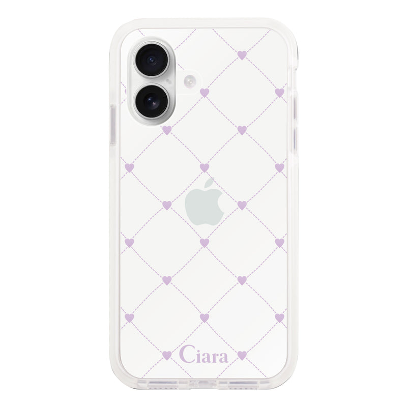 iPhoneケース クッションバンパー 耐衝撃クリアケース ハートキルティング