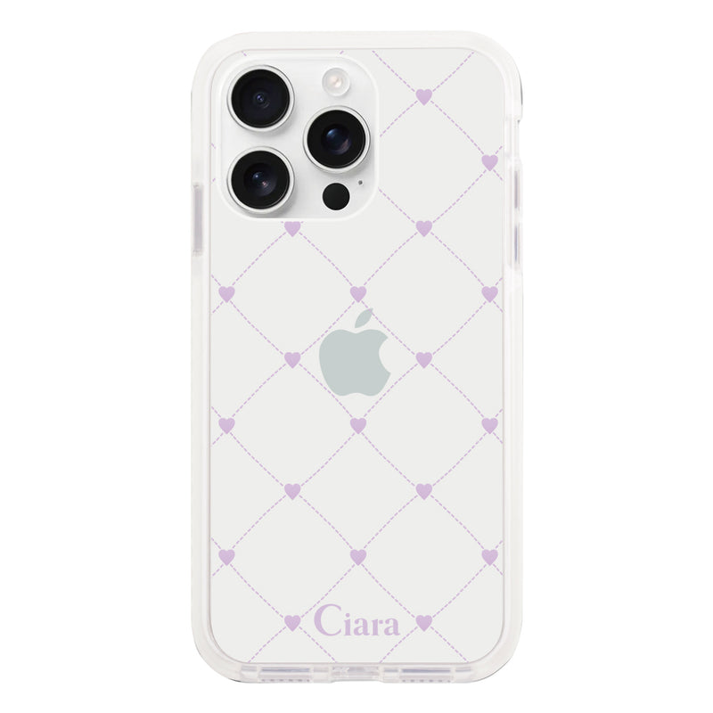 iPhoneケース クッションバンパー 耐衝撃クリアケース ハートキルティング