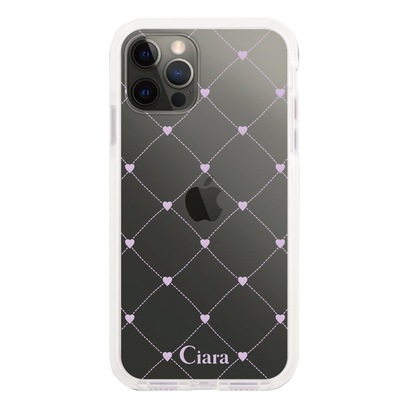 iPhoneケース クッションバンパー 耐衝撃クリアケース ハートキルティング