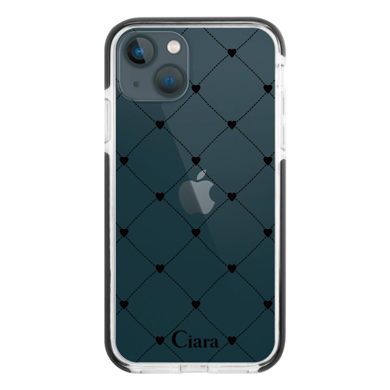iPhoneケース クッションバンパー 耐衝撃クリアケース ハートキルティング