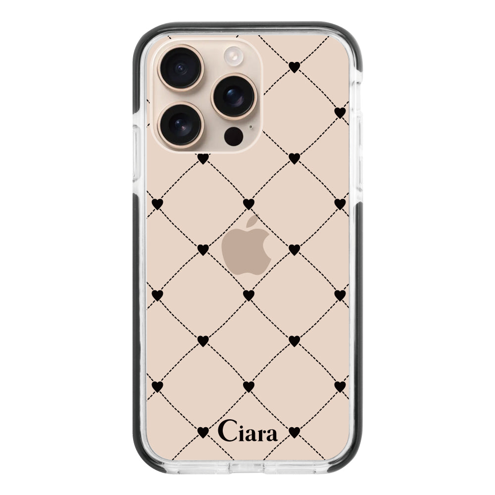 iPhoneケース クッションバンパー 耐衝撃クリアケース ハートキルティング