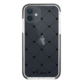 iPhoneXR クッションバンパー 耐衝撃クリアケース ハートキルティング ブラック