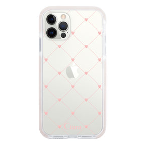 iPhoneXSMax クッションバンパー 耐衝撃クリアケース ハートキルティング ピンク