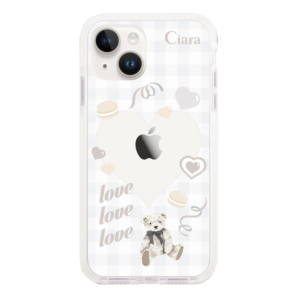 iPhone14ケース クッションバンパー 耐衝撃クリアケース マイスウィーティー ホワイト