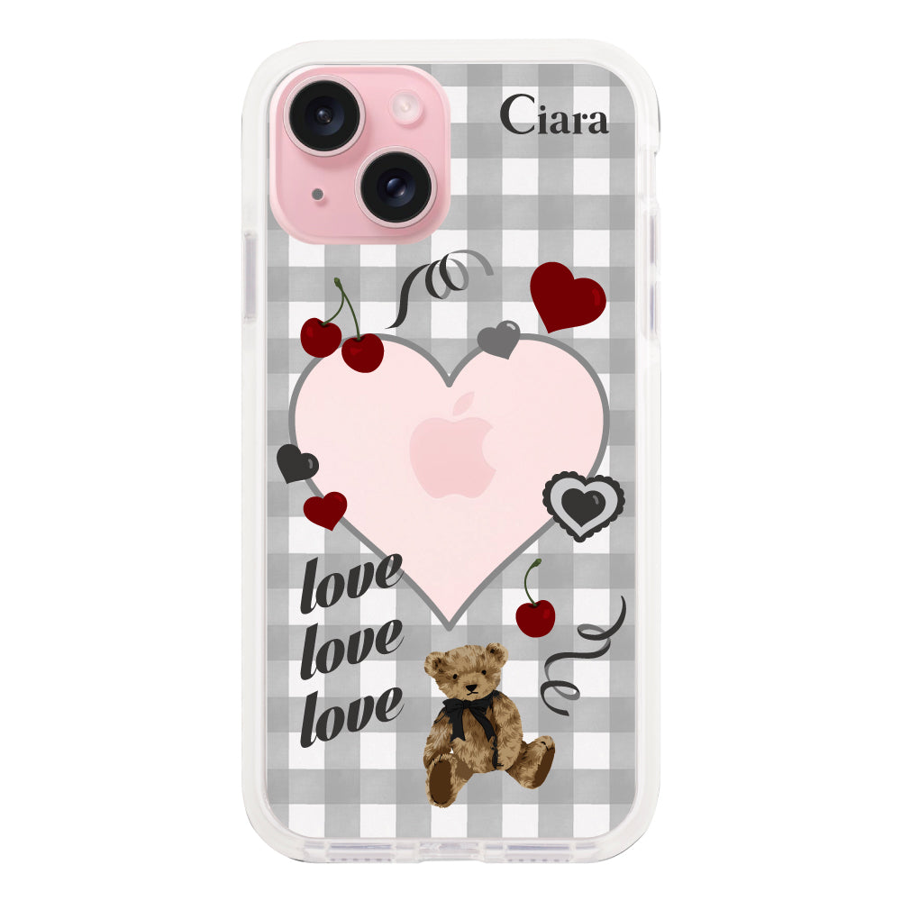 iPhone15ケース クッションバンパー 耐衝撃クリアケース マイスウィーティー ブラック